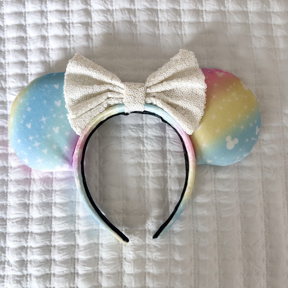 Colorful Mouse Ears Headband with Sequin Bow